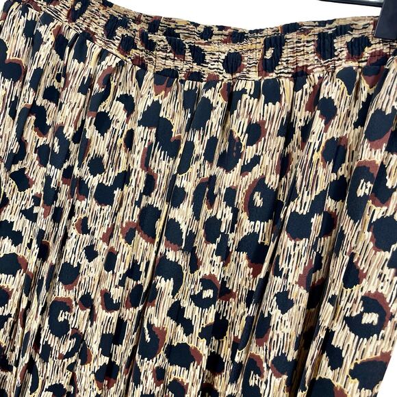 Vintage 90s Leopard Print A-Line Skirt Tan & Black Elastic Waist - Size XL - Picture 7 of 9